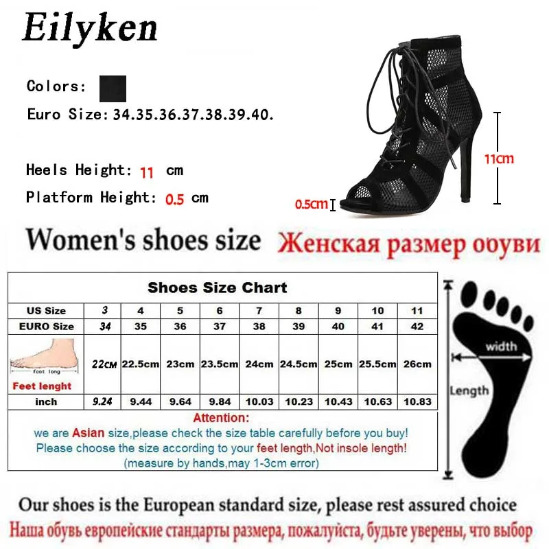 Eilyken/Новые модные черные босоножки на высоком каблуке с перекрестными ремешками