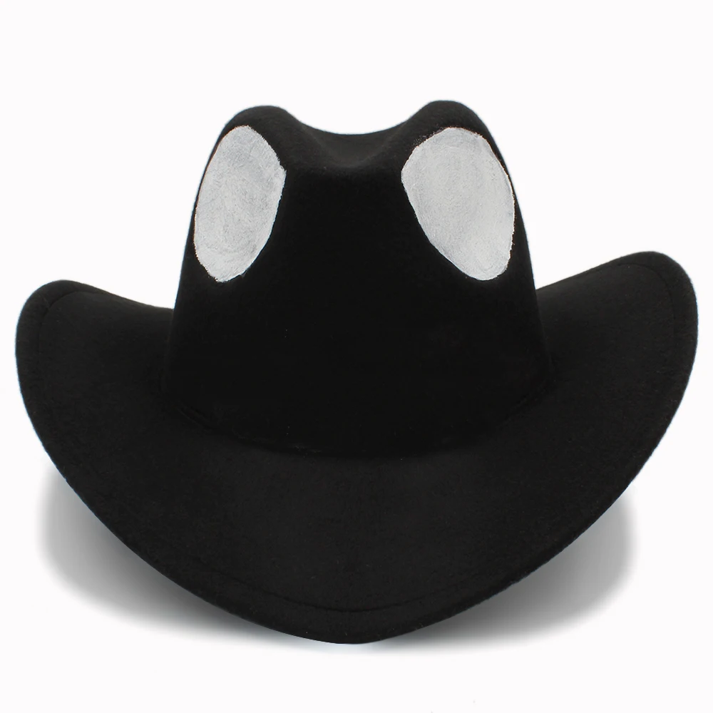 100% ручная роспись женская и Мужская шерстяная ажурная ковбойская шляпа в