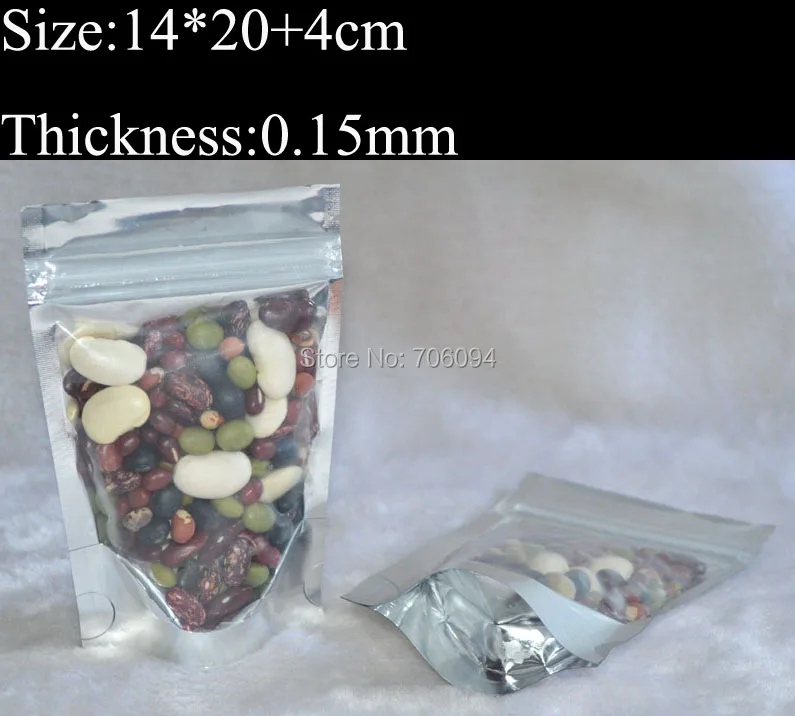

14*20 + 4 см, 200 шт/партия, прозрачный + алюминиевая фольга, пластиковый мешок с молнией, стандартные пластиковые пакеты с застежкой Бесплатная доставка