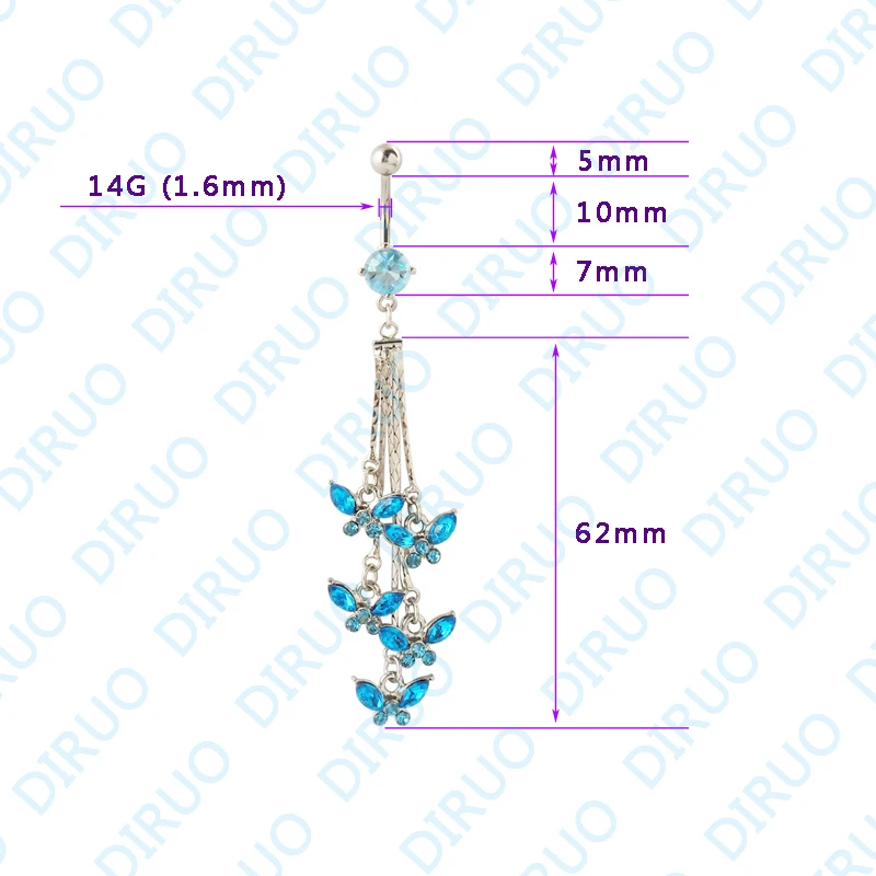 5 шт./партия длинные кольца-бабочки для пирсинга пупка |
