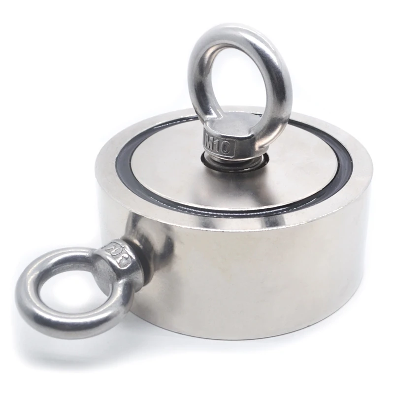 Silver Горячая сильный Мощный Неодимовый магнит круглый крюк спасательный магнит морской держатель для удочки Тяговый монтаж горшок с кольцом 75 мм - Цвет: Silver
