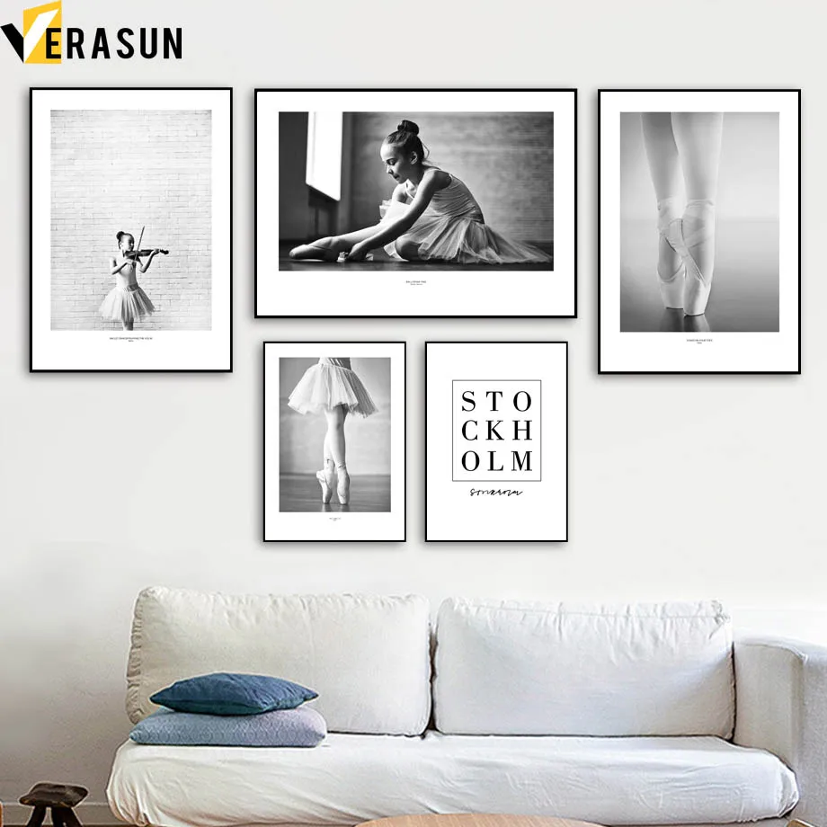 Черно белая Танцовщица девушка скрипка цитаты настенная живопись холст