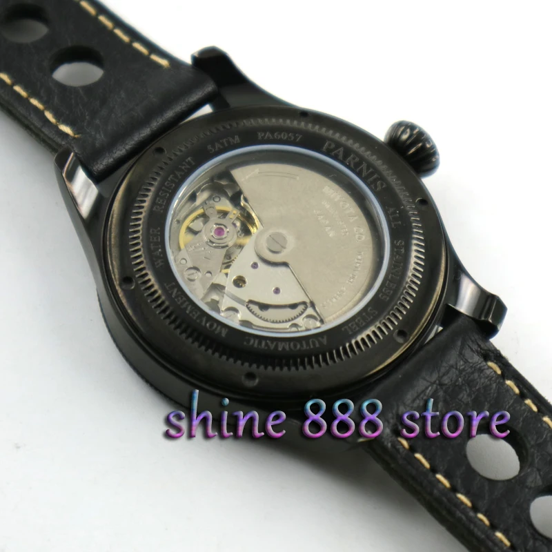 

Parnis 42mm Black & white Dial Sapphire Glass PVD Case Miyota Automatic mens Watch