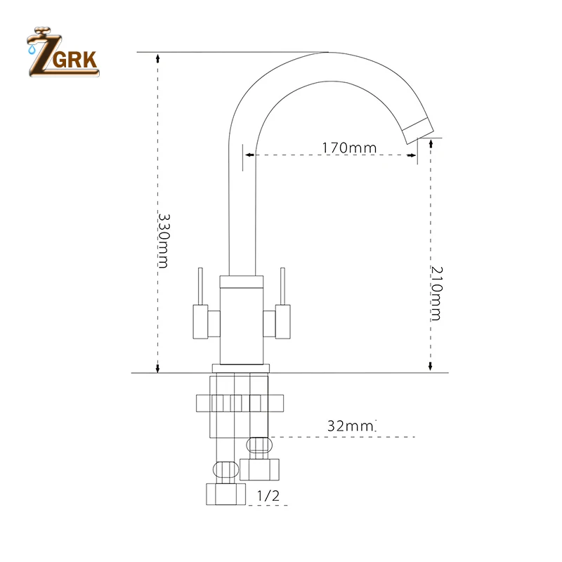zgrk kitchen faucets matte black dual handle kitchen tap single hole 360 rotation water mixer tap mixer tap cfs5002b free global shipping