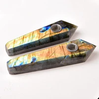 labradorite quartz crystal smoking pipes natural stone and minerals cigarette pipes tobacco wand for gift 1pcs