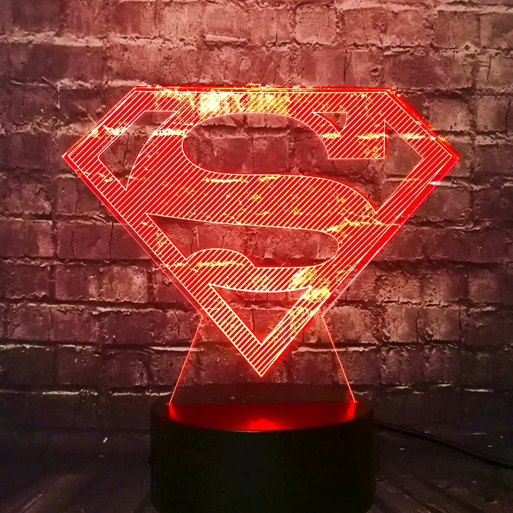 Marvel DC фильм серии мультфильм Супермен логотип БЭТМЭН 7 цветов USB зарядка светодиодный Декор для комнаты настроение стол ночник праздник подарок для детей