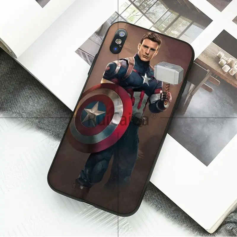 Чехол для телефона Ruicaica Marvel Мстители Капитан Америка мягкий черный чехол Apple iPhone 8