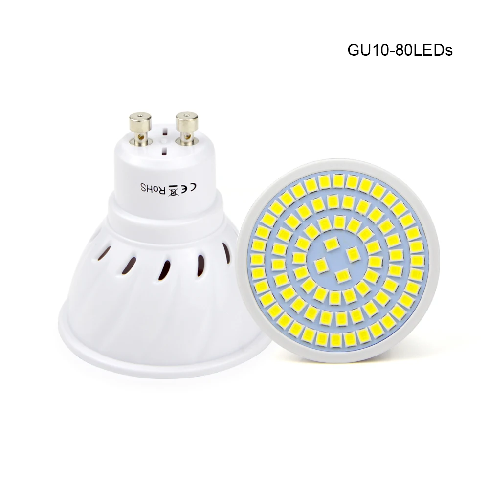 Высокая яркость GU10 Светодиодная лампа прожектор AC 220V 230V 240V 48/60/80 Leds Cup Light 5w 7w 9w