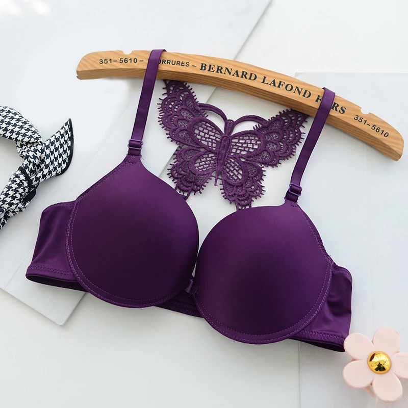 Illusory Women Fashion Underwear Lace Bralette Bras Adjustable Push Up Lingerie Butterfly Back Seamless Racerback Bra Girls Top | Женская