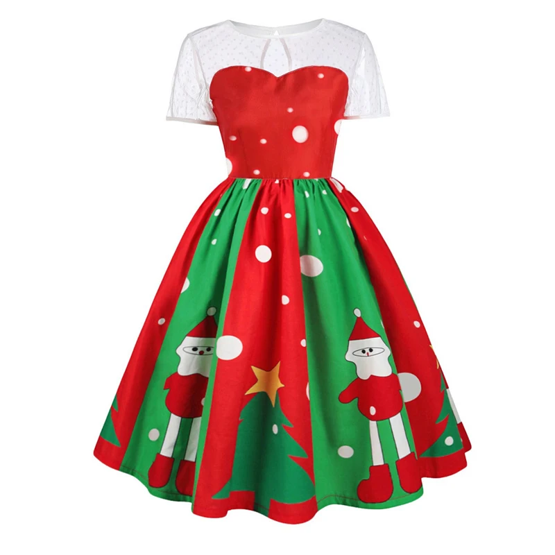 2018 кружевное рождественское платье женские платья с коротким рукавом 50 s
