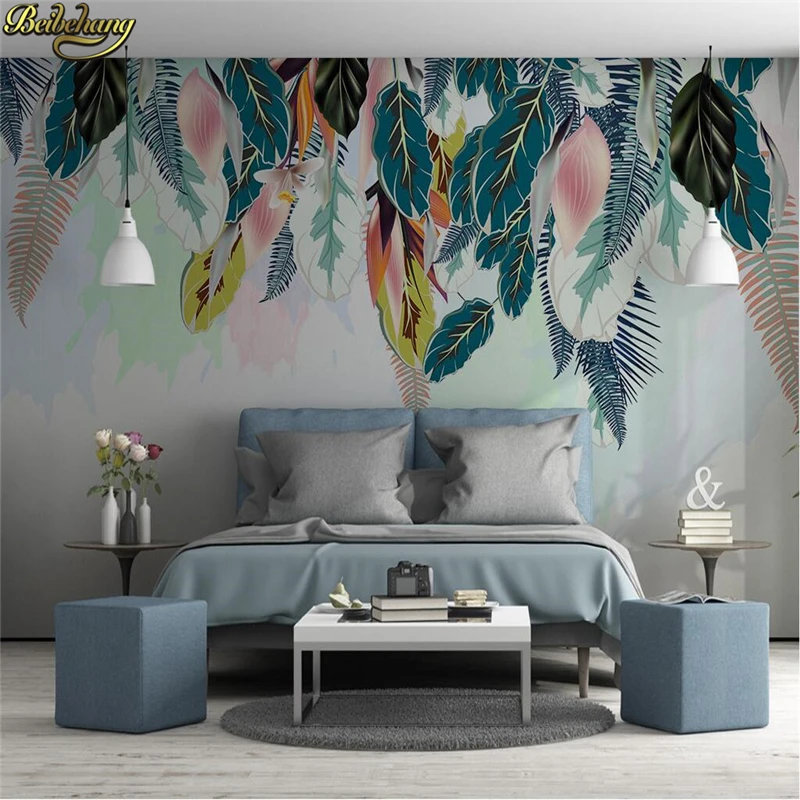 beibehang custom Northern Europe Green leaf 3d Wallpaper for Walls Home Improvement Wallpapers landscape painting Wall Papers |