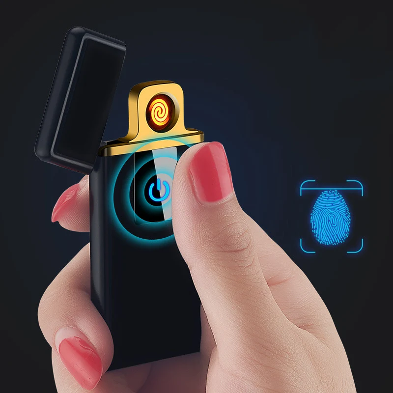 Полный Экран шаблон электронная usb-зажигалка Вольфрам турбо зажигалка интеллигентая(ый) сенсорный светодиодный двухсторонняя зажигалка