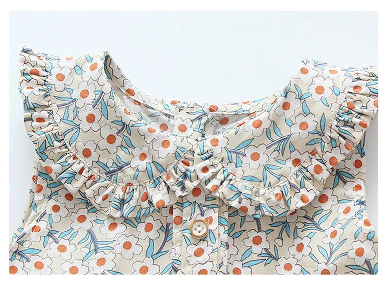 Modis robe fille с воротником Питер Пэн летние Хлопковые Платья цветочным принтом для