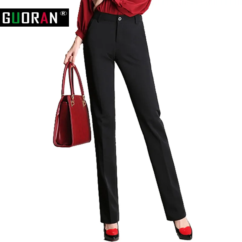 Брюки и капри женские костюмные Свободные повседневные длинные прямые офисные