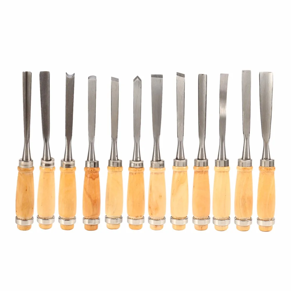

12Pcs/set Professional Carpenter Carving Chisel Wood Carving Hand Chisel Set Lathe Chisel Wood Turning Tool DIY Woodworking Tool