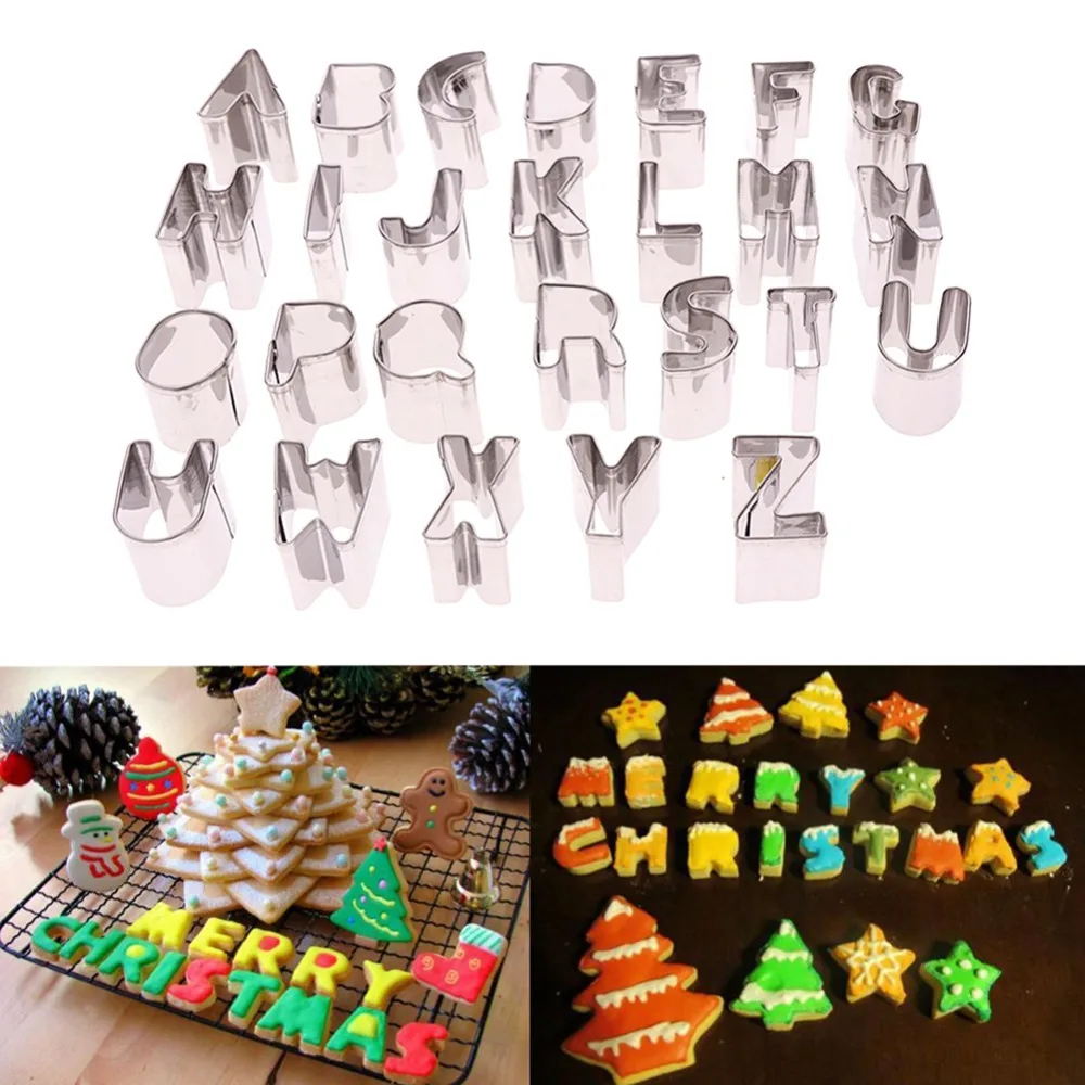 26 шт./компл. алфавитные буквенные формы для печенья из нержавеющей стали