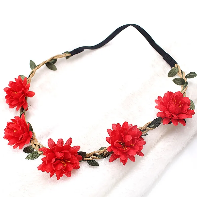 M MISM женская свадебная Цветочная повязка на голову для девочек Boho головной убор с цветами детские повязки на голову аксессуары для волос свадебный веночек пляжная гирлянда