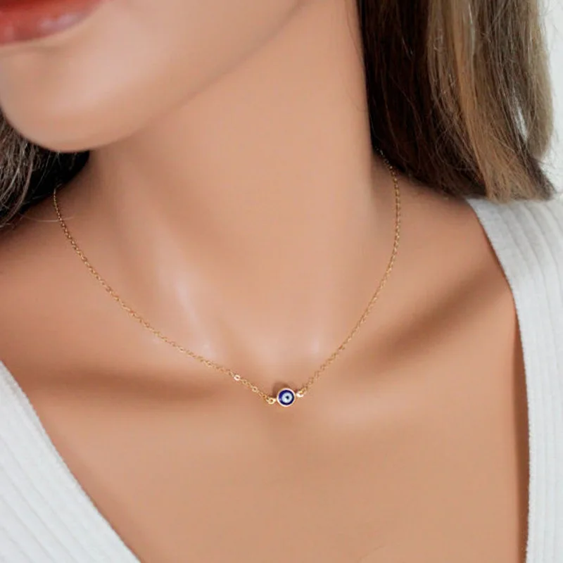 Простой турецкий голубой глаз кулон Чокеры NecklaceNew Bijoux Макси массивные ожерелья для женщин колье модные ювелирные изделия