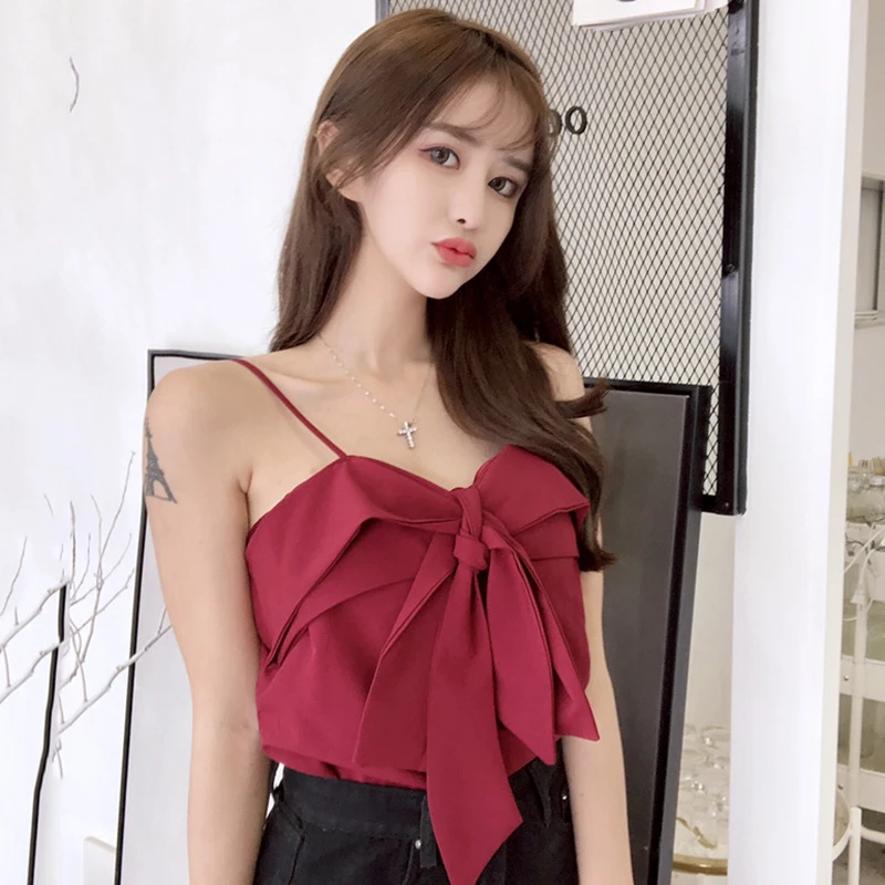 2018 Мода без рукавов бретелек Растениеводство Топ Повседневное майки Твердые