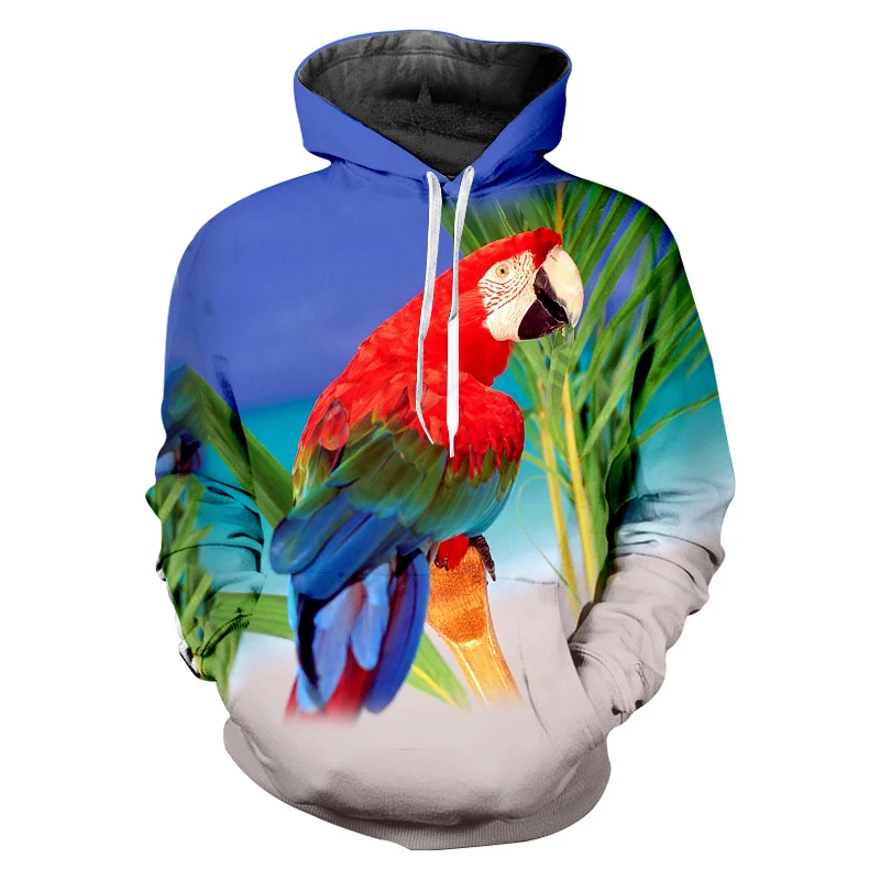 Худи OGKB с капюшоном в виде попугая осенние свободные костюмы для активного