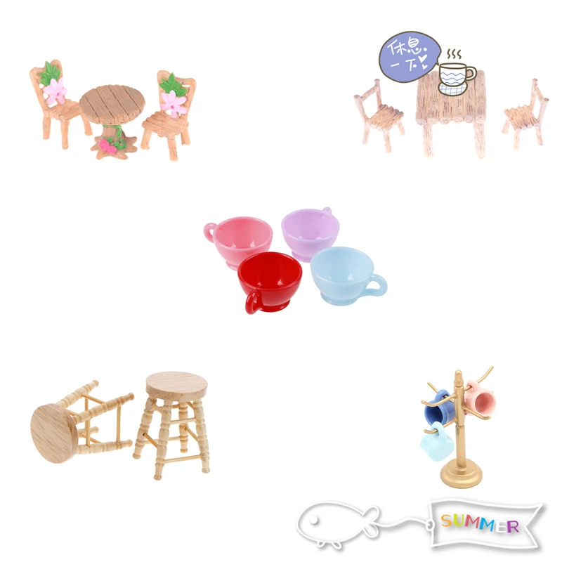 Кукольный домик миниатюрный обеденный стул стол мебель кукольный дом кухня для