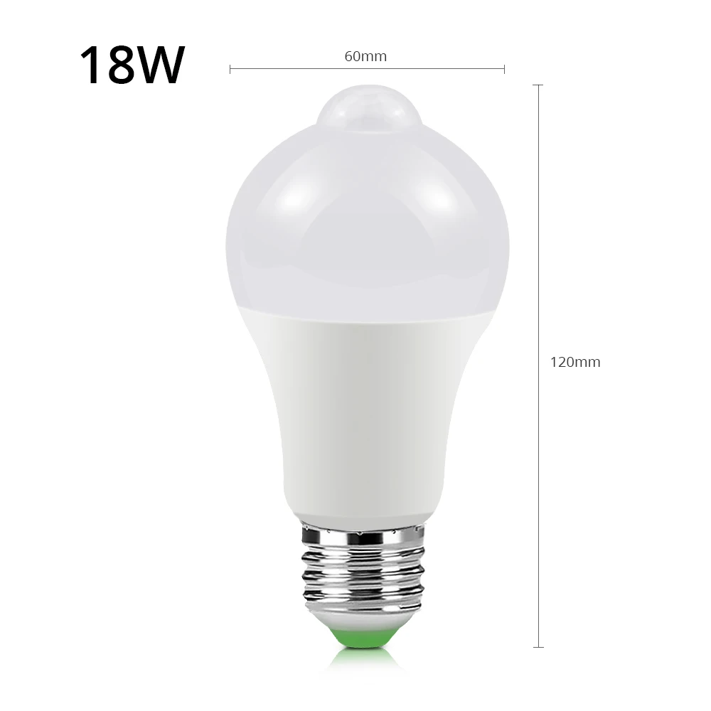 18W 220V 5 Вт, 7 Вт, 9 Вт, 12 Вт, 18 Вт движения PIR Сенсор светильник светодиодный шкаф Светильник лампы E27 лестницы путь коридор Ночная аварийная светильник Инж - Цвет: 18W