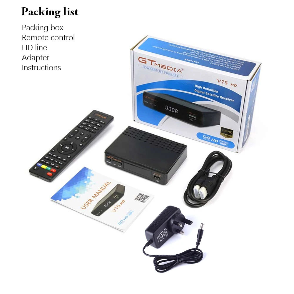 GTMEDIA Freesat HD DVB S2 V7S спутниковый ТВ приемник Поддержка CCCAM YouTube Dolby AC3 H.264 1080p MPEG 2/4