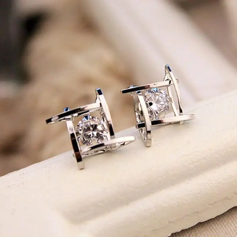 Новые Элегантные Очаровательные черные квадратные серьги гвоздики со стразами