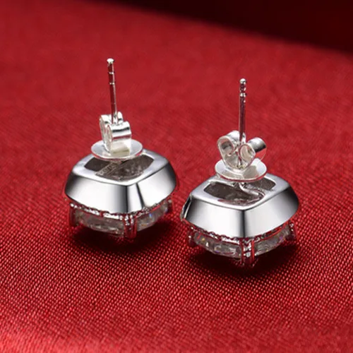 

Clear Color Earring 1CT/Piece Solid Gold 18K SONA Diamond Cushion Cut Earrings Stud Engagement Jewelry Gift for Women