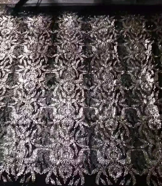 

New Black Sequins Lace Embroidery Lace Accessories Handmade DIY Wedding Dress Glitter Lace Fabrics 5/Yards