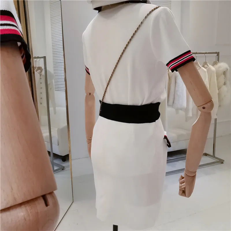 ALPHALMODA Однорядный Топ на пуговицах с коротким рукавом и цветным отложным