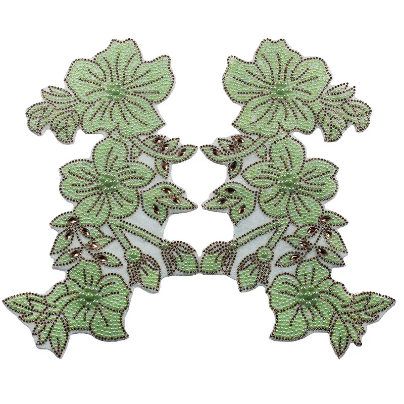 5 пар Зеленые Бусины Стразы с горячей фиксацией|iron on crystal|rhinestones iron onhot fix rhinestone |