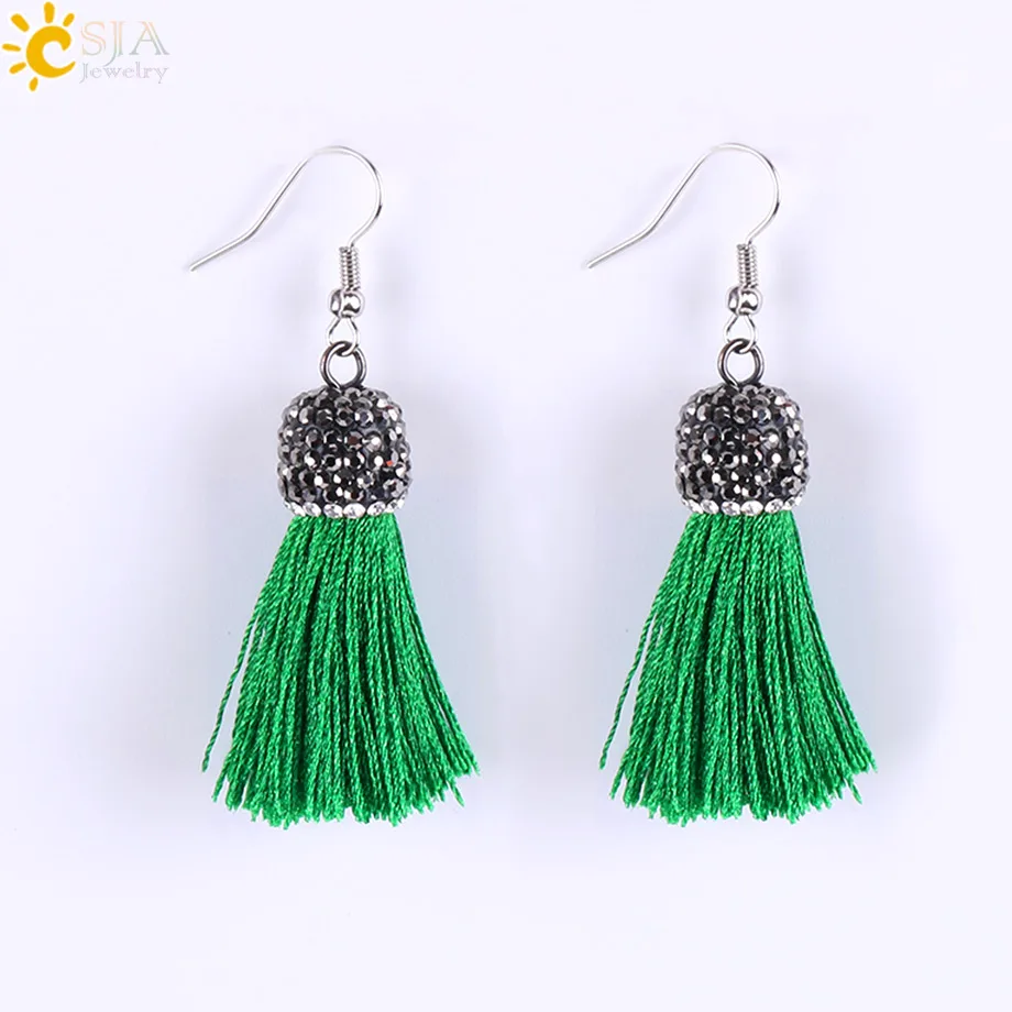 Женские массивные серьги с бахромой CSJA розовые хаки фиолетовые черные