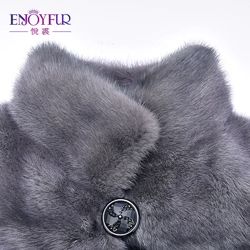 Enjoyfur из натуральной норки Мех Пальто и пуховики толстые теплые для зимы Для