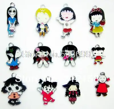 

S35! Wholesale 100Pcs/Lots DIY Alloy Enamel mixed girl Charms Metal Charms