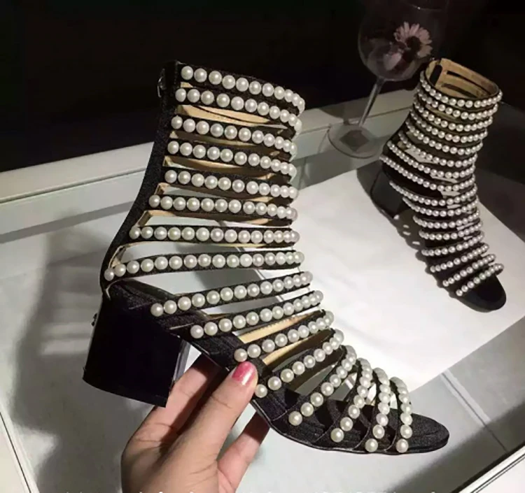 Дизайнерские летние туфли для подиума женские сандалии-гладиаторы на блочном