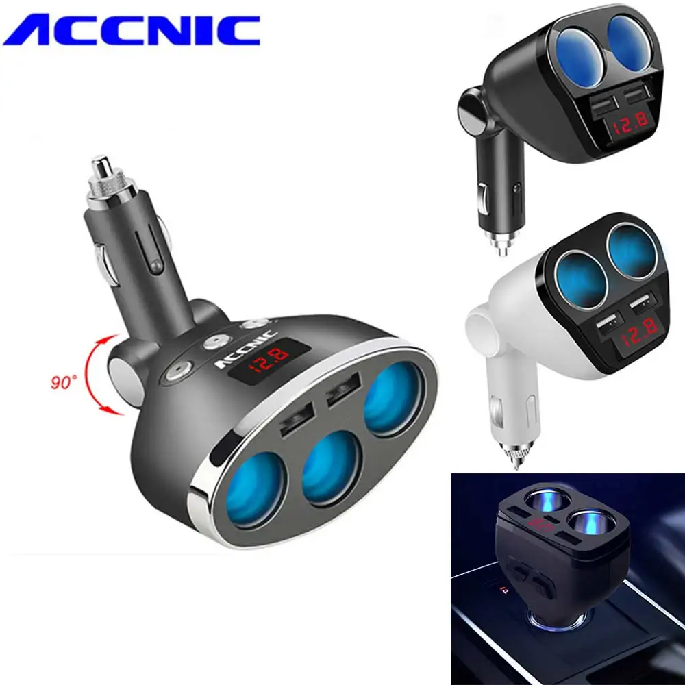 Автомобильный прикуриватель ACCNIC с двумя usb разъемами для зарядки разветвитель 3