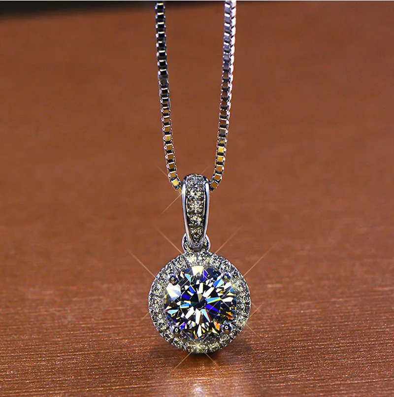 Ювелирные изделия 18 K золото moissanite алмаз ожерелье свадебные подарки HI003