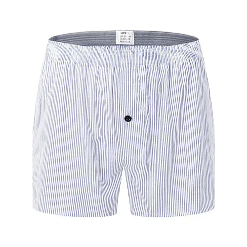 white striped Мужское нижнее белье, боксеры, клетчатые свободные шорты, мужские трусы, хлопковые Мягкие штаны с большими стрелками, нижнее белье для дома, Классические базовые мужские пижамы - Цвет: white striped