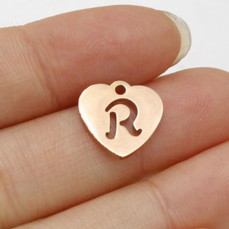 

10pcs/lot Stainless Steel Mirror Polish Hollow Alphabet Charms DIY Initials From N-Z Letters Charms For Jewelry Making
