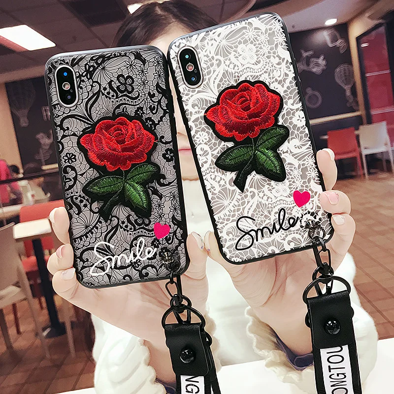 Luxury Lace Emboss Rose Phone Cases For Samsung Galaxy S6 s7 s8 s9 Plus PC Fashion Cute Unicorn Back Cover Note 8 note 9 |