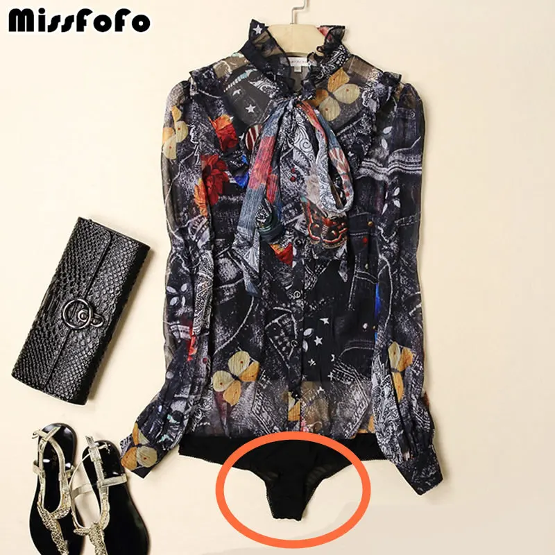 MissFoFo 2019 модный боди блузка с бантом новая весенняя боди-рубашка женская модная