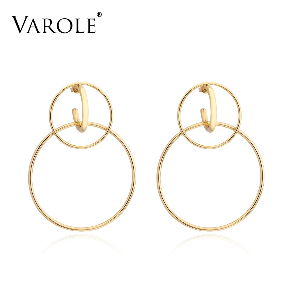 VAROLE Высокое качество! Золотая Корона Цвет нержавеющая сталь длинные серьги для