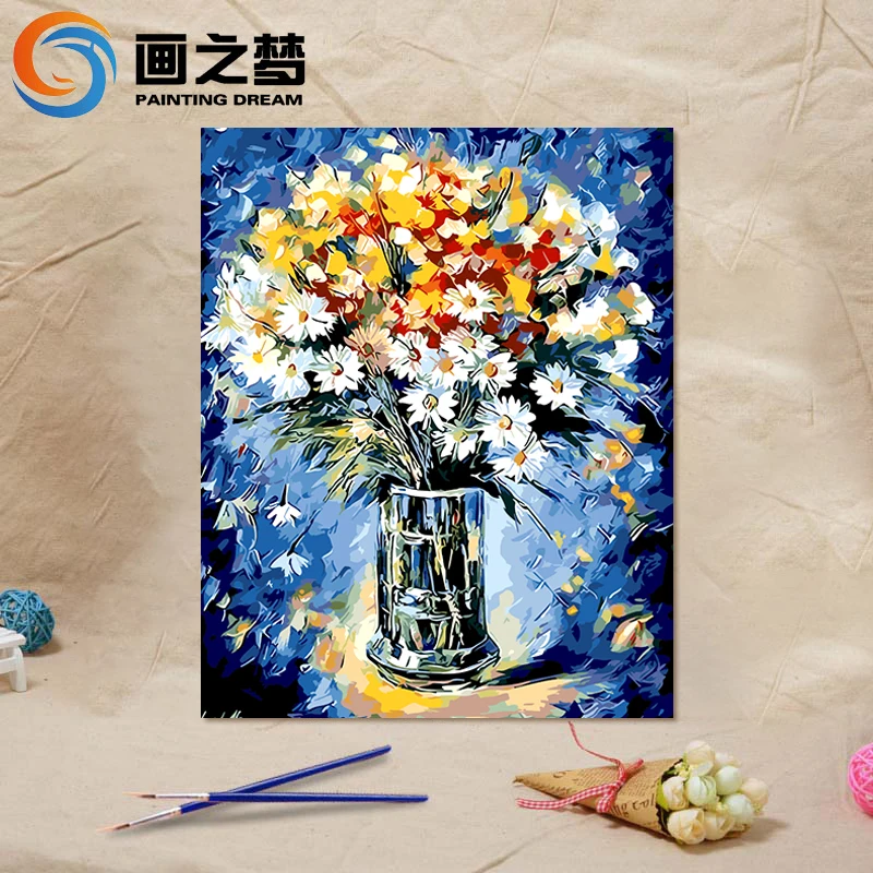 Huazhimeng Безрамное цифровой живописи DIY Ручная роспись украшения дома 50x40 см ручная