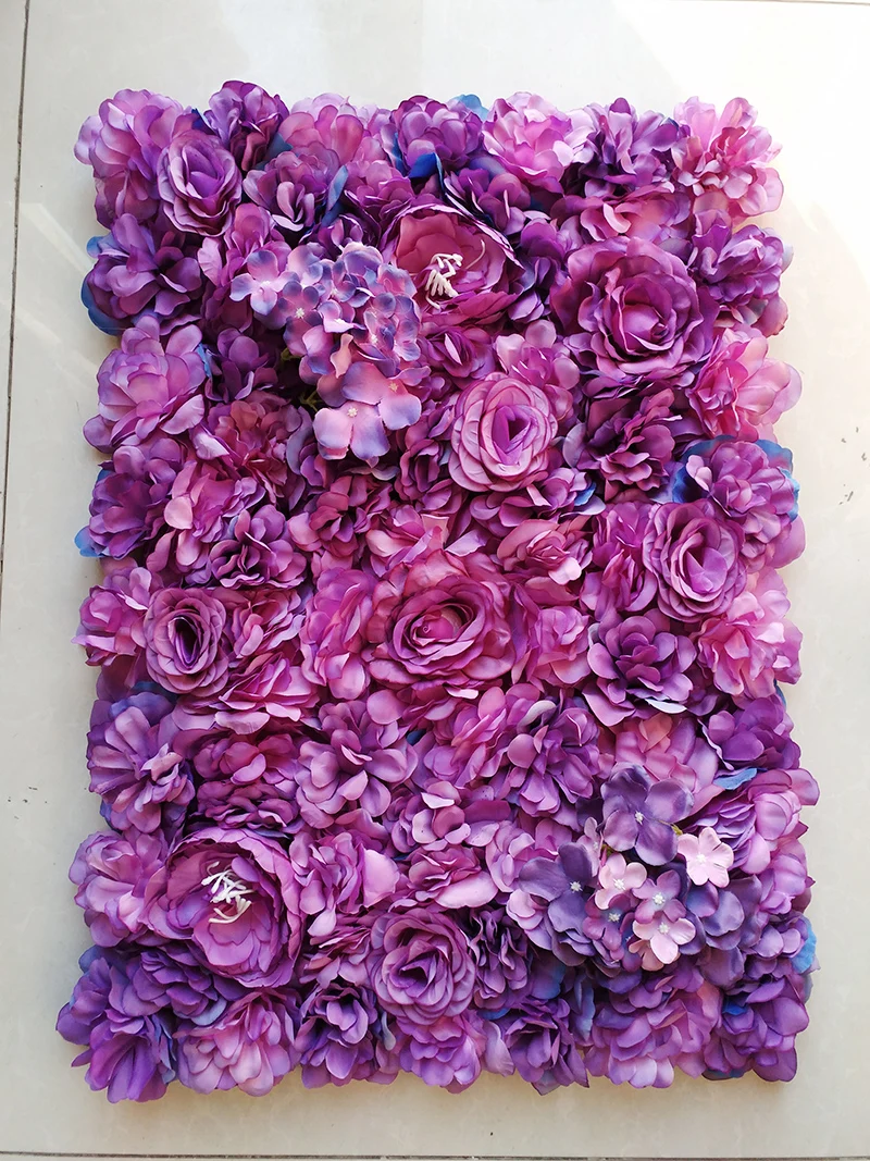 Purple 40*60 см Искусственный цветок настенные Розы Цветочные головки пионов Шелковый декоративный цветок свадебный отель фон Настенный декор 10 шт./лот - Цвет: Purple