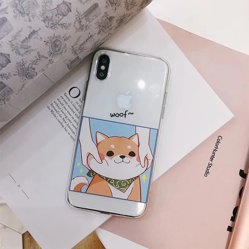 Милый прозрачный мягкий чехол для телефона с собачкой для iphone X, XR, XS, MAX, 8, 8 Plus, мягкий чехол из ТПУ для iphone 6s, 6, 6 Plus, 6s plus, 7, 7plus