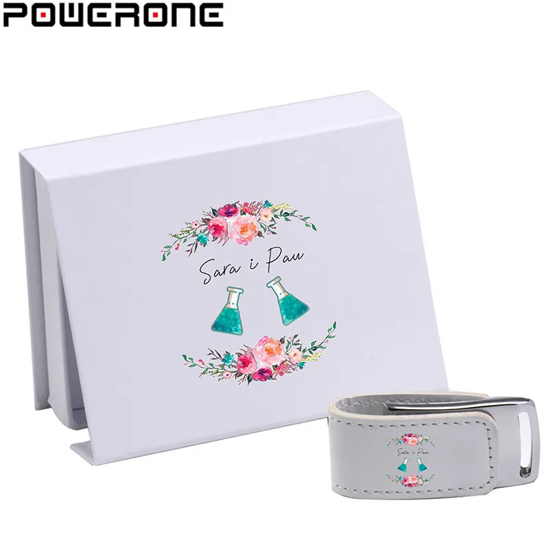USB-флеш-накопитель POWERONE с логотипом на заказ для USB 2 0 64 ГБ 32 4 8 16 кожаный