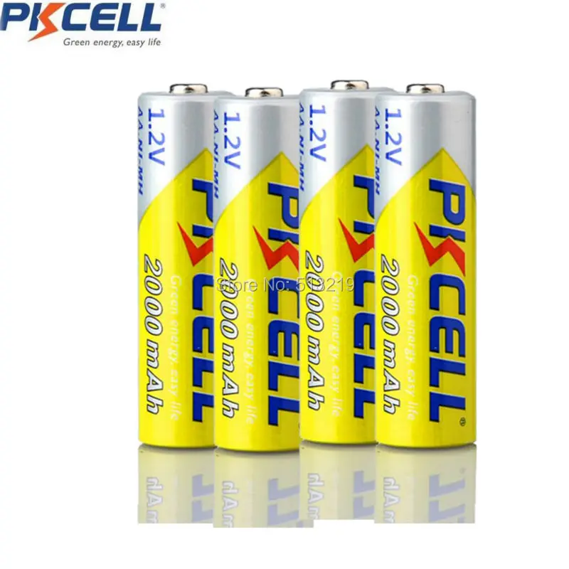 4 шт PKCELL ni-mh 2000 mAh 1,2 V AA Аккумуляторная батарея 2A Bateria Baterias