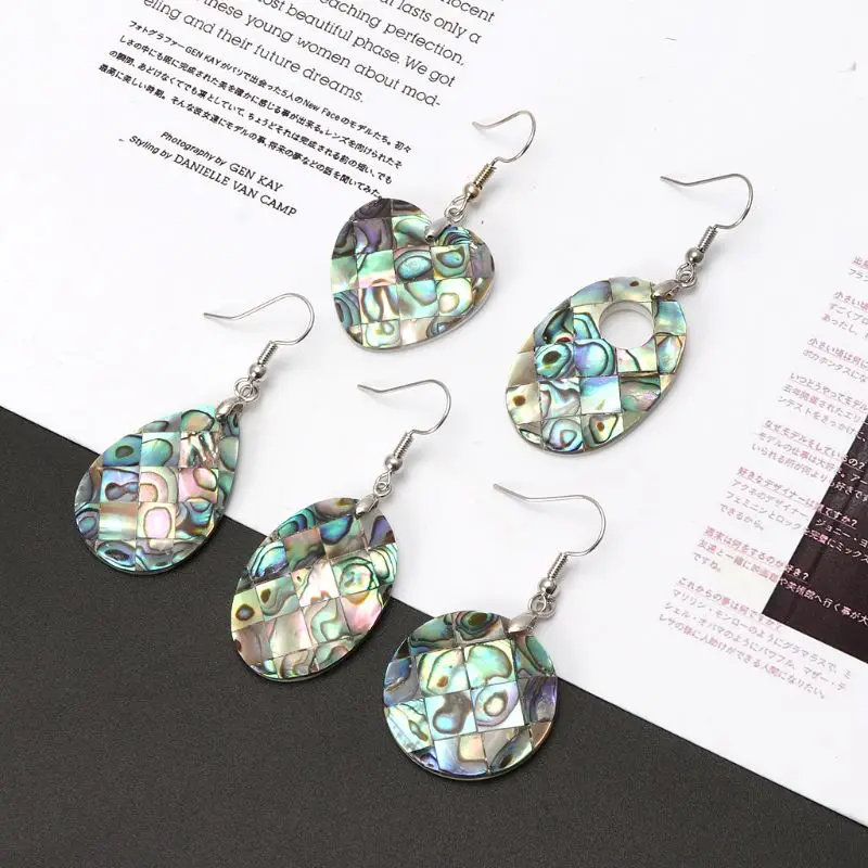 Женские Висячие серьги Крючки из натурального ракушка Paua Abalone модные ювелирные