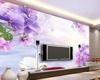 wallpapers flower wallpaper dream purple flowers tv backdrop 3d wallpaper modern for living room murals home decoration
